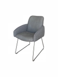 Medyls - Nordic Italian Style Grey&Blue Stitching Fabric Stainless Steel Metal Frame Dining Chair For Restaurant Hotel Home Furniture DINING CHAIR (2)