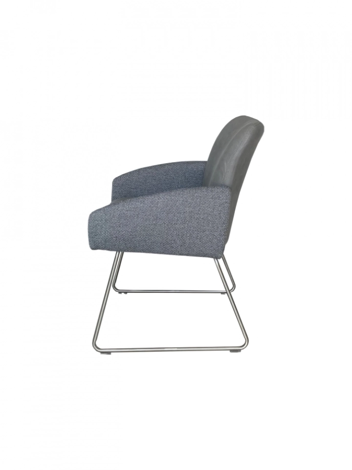 Medyls - Nordic Italian Style Grey&Blue Stitching Fabric Stainless Steel Metal Frame Dining Chair For Restaurant Hotel Home Furniture DINING CHAIR (3)