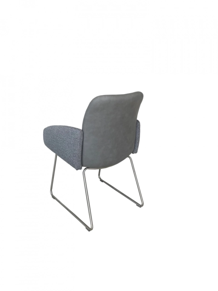 Medyls - Nordic Italian Style Grey&Blue Stitching Fabric Stainless Steel Metal Frame Dining Chair For Restaurant Hotel Home Furniture DINING CHAIR (4) Medyls - Nordic Italian Style Grey&Blue Stitching Fabric Stainless Steel Metal Frame Dining Chair For Restaurant Hotel Home Furniture DINING CHAIR (4)
