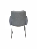 Medyls - Nordic Italian Style Grey&Blue Stitching Fabric Stainless Steel Metal Frame Dining Chair For Restaurant Hotel Home Furniture DINING CHAIR (5)