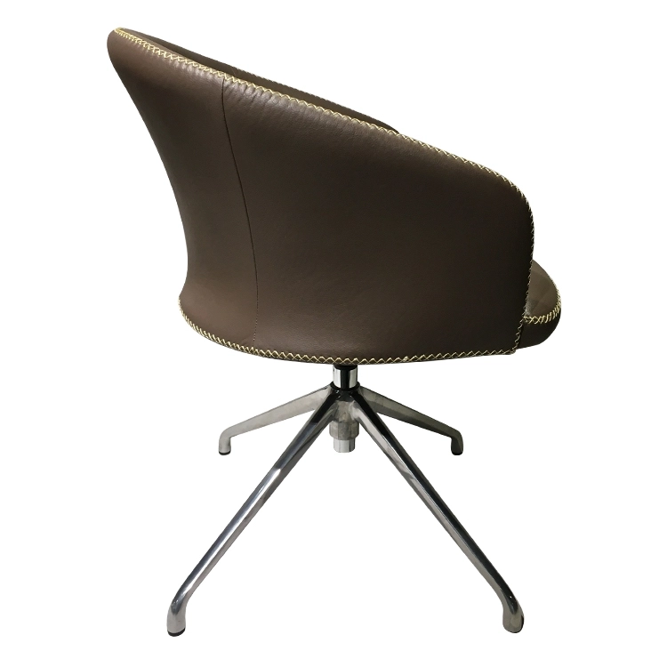 Medyls - ODM/OEM Modern New Design Armchair For Restaurant Brown PU&Aluminum Alloy 360 Degree Leg Factory Outlet Hot Sales DINING CHAIR (2)