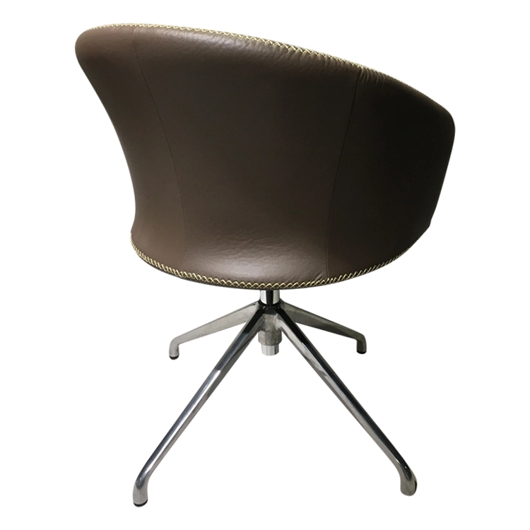 Medyls - ODM/OEM Modern New Design Armchair For Restaurant Brown PU&Aluminum Alloy 360 Degree Leg Factory Outlet Hot Sales DINING CHAIR (3)