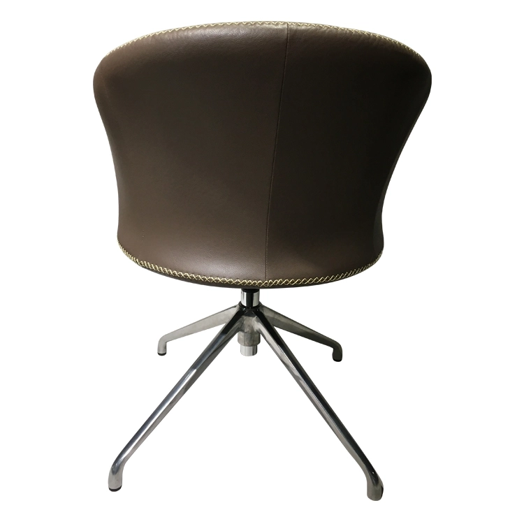 Medyls - ODM/OEM Modern New Design Armchair For Restaurant Brown PU&Aluminum Alloy 360 Degree Leg Factory Outlet Hot Sales DINING CHAIR (4)