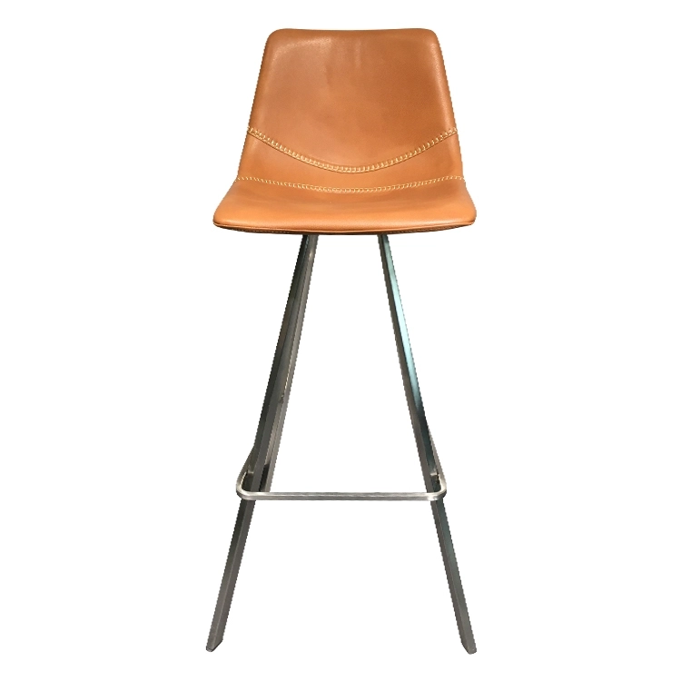 Medyls - Orange PU Stainless Steel Modern New Dining Chair Home Furniture Factory Wholesale High Quality OEM/ODM BARSTOOL (2)