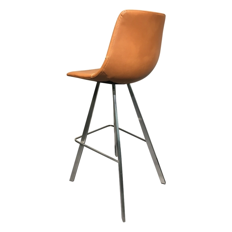 Medyls - Orange PU Stainless Steel Modern New Dining Chair Home Furniture Factory Wholesale High Quality OEM/ODM BARSTOOL (4)