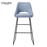 Medyls - Powder Coating Base Metal Frame Bar Stool Supplier Black Upholstered with Fabric Dining Chair Dining Room Furniture Modern BARSTOOL (2)