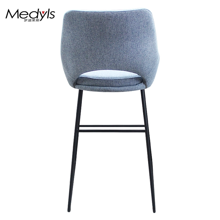 Medyls - Powder Coating Base Metal Frame Bar Stool Supplier Black Upholstered with Fabric Dining Chair Dining Room Furniture Modern BARSTOOL (3)