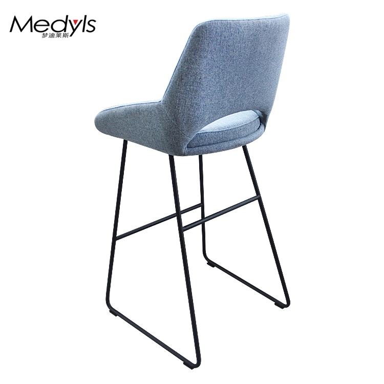 Medyls - Powder Coating Base Metal Frame Bar Stool Supplier Black Upholstered with Fabric Dining Chair Dining Room Furniture Modern BARSTOOL (4)
