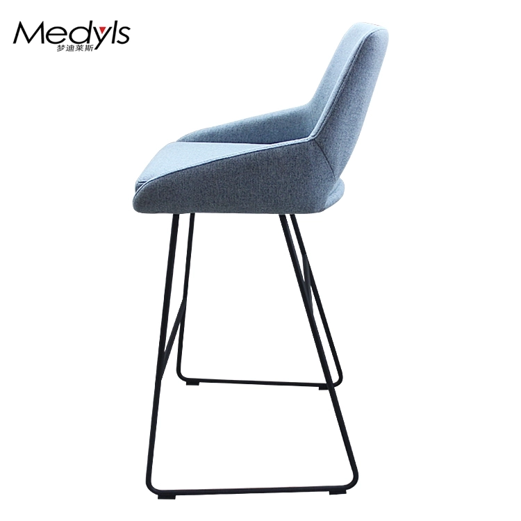 Medyls - Powder Coating Base Metal Frame Bar Stool Supplier Black Upholstered with Fabric Dining Chair Dining Room Furniture Modern BARSTOOL (5)