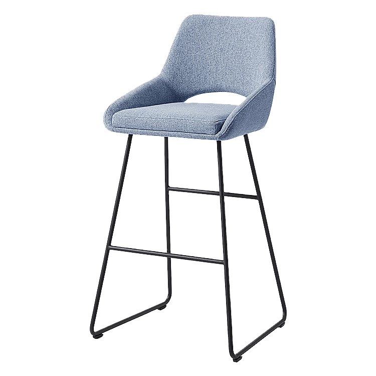 Medyls - Powder Coating Base Metal Frame Bar Stool Supplier Black Upholstered with Fabric Dining Chair Dining Room Furniture Modern BARSTOOL (7)