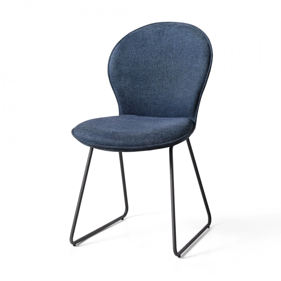 Medyls - Promotion Wholesale Factory Hot Sale Blue Fabric&Sandy Matt Black Base Restaurant Dining Chair Hotel DINING CHAIR (2)