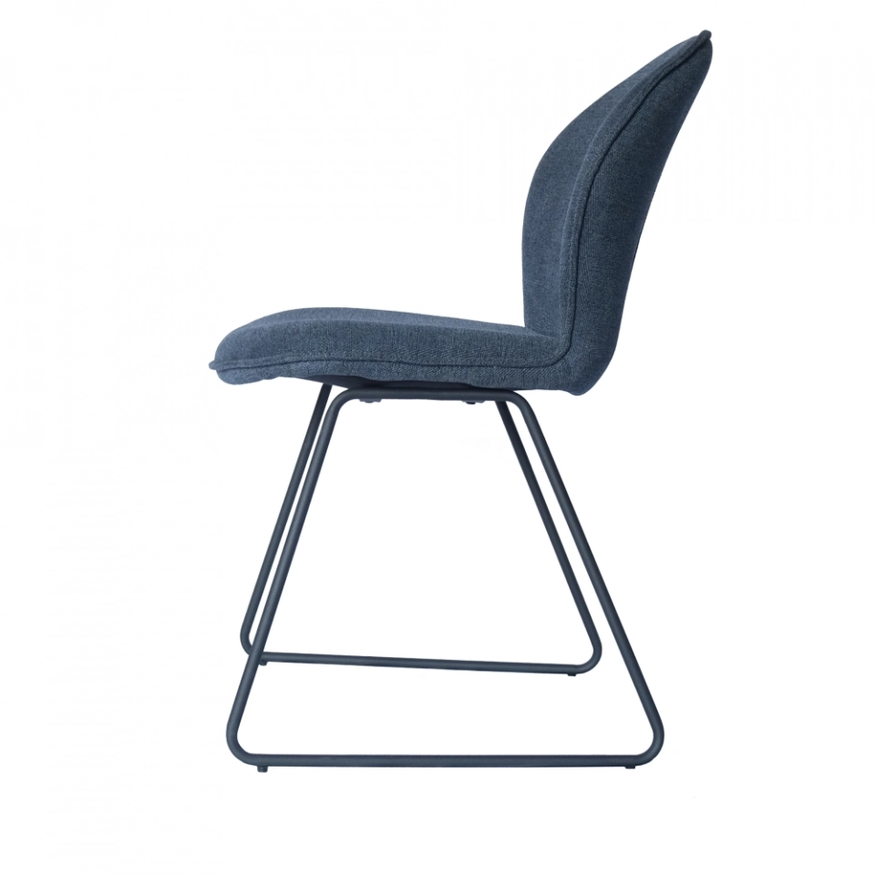 Medyls - Promotion Wholesale Factory Hot Sale Blue Fabric&Sandy Matt Black Base Restaurant Dining Chair Hotel DINING CHAIR (3)