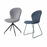 Medyls - Promotion Wholesale Factory Hot Sale Blue Fabric&Sandy Matt Black Base Restaurant Dining Chair Hotel DINING CHAIR (6)