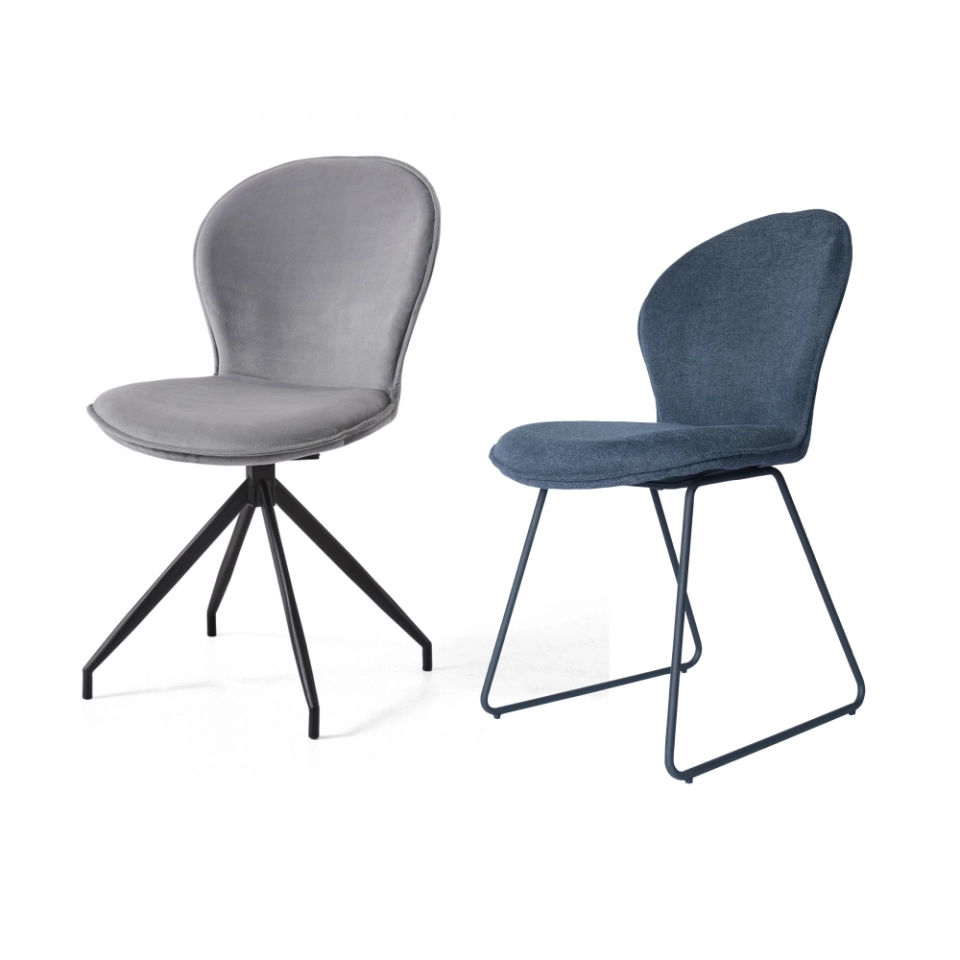 Medyls - Promotion Wholesale Factory Hot Sale Blue Fabric&Sandy Matt Black Base Restaurant Dining Chair Hotel DINING CHAIR (6)