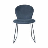 Medyls - Promotion Wholesale Factory Hot Sale PU Velvet Fabric&Sandy Matt Black Base Restaurant Dining Chair Hotel DINING CHAIR (2)