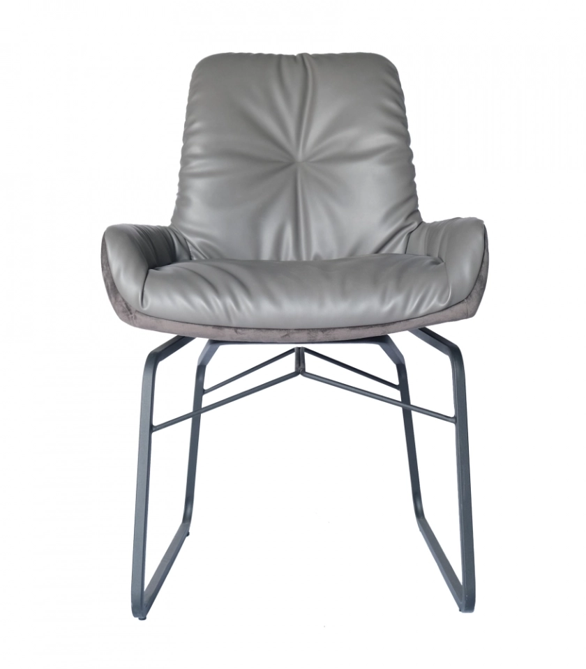 Medyls - PU and Velvet Splicing&metal Chair Grey for Dining Home Dining Room Furniture Metal Modern Good Price Furniture Factory Outlet DINING CHAIR