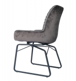 Medyls - PU and Velvet Splicing&metal Chair Grey for Dining Home Dining Room Furniture Metal Modern Good Price Furniture Factory Outlet DINING CHAIR (3)