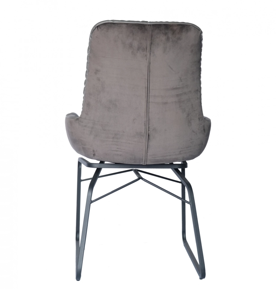 Medyls - PU and Velvet Splicing&metal Chair Grey for Dining Home Dining Room Furniture Metal Modern Good Price Furniture Factory Outlet DINING CHAIR (4)