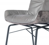 Medyls - PU and Velvet Splicing&metal Chair Grey for Dining Home Dining Room Furniture Metal Modern Good Price Furniture Factory Outlet DINING CHAIR (5)