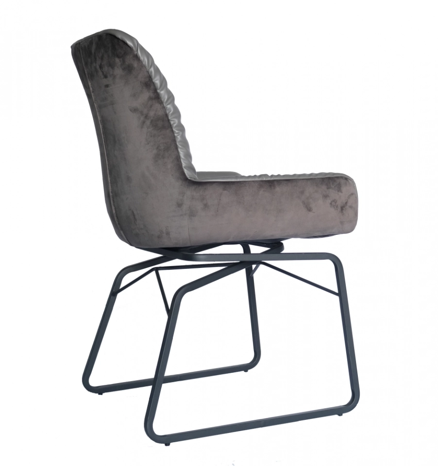 Medyls - PU and Velvet Splicing&metal Chair Grey for Dining Home Dining Room Furniture Metal Modern Good Price Furniture Factory Outlet DINING CHAIR (6)