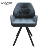 Medyls - PU Leather Upholstered Dining Room Furniture Dining Chair 180 Swivel Chair with Armrset Restaurant Home Furniture Modern DINING CHAIR (2)