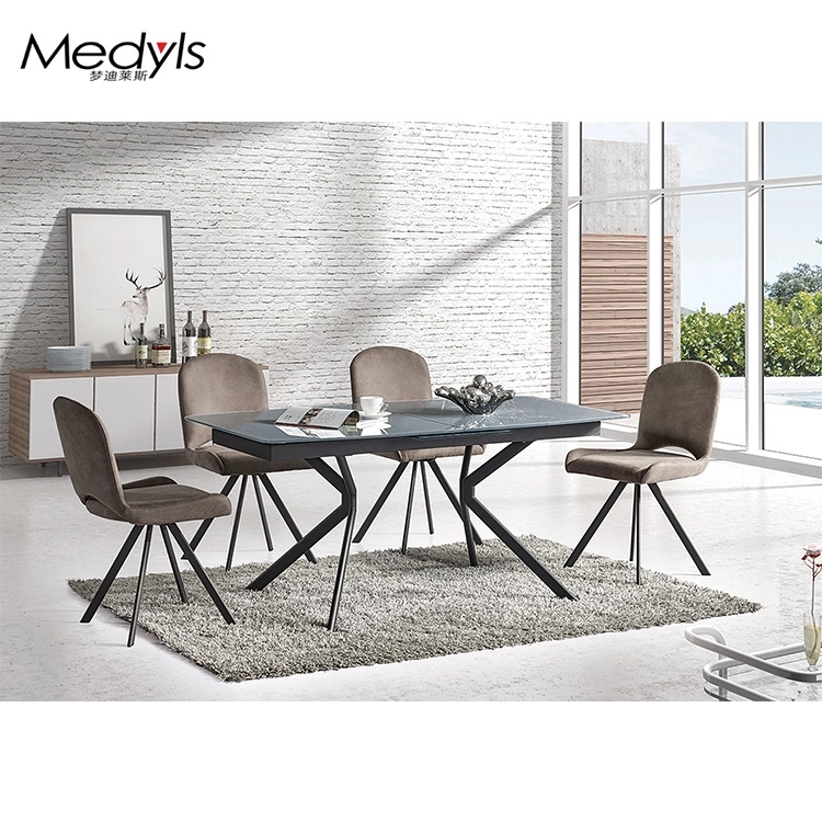 Medyls - Restaurant Dining Home Furniture Chairs Hotel PU Velvet Fabric&Metal Swivel Dining Room Chair DINING CHAIR (3)