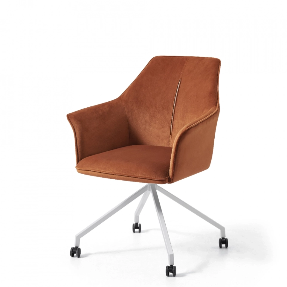 Medyls - Restaurant Dining Home Furniture Chairs Hotel PU Velvet Fabric&Metal With Swivel 180 Degree Turning Dining Room Office Chair OFFICE CHAIR