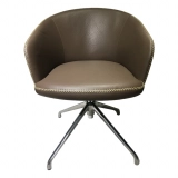 Modern Armchair Pu&aluminum Alloy for Restaurant Brown Dining Chair - Medyls Modern Armchair Pu&aluminum Alloy for Restaurant Brown Dining Chair - Medyls