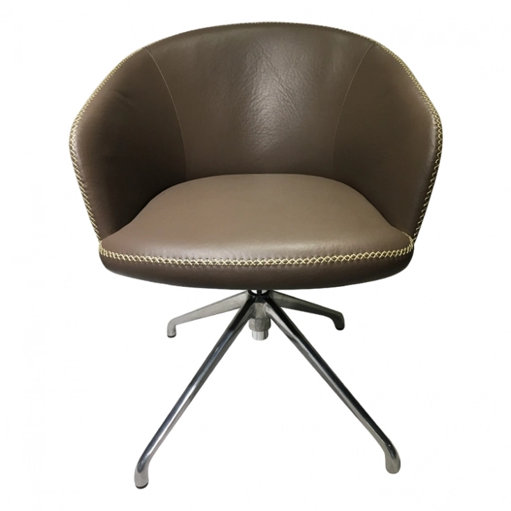 Modern Armchair Pu&aluminum Alloy for Restaurant Brown Dining Chair - Medyls Modern Armchair Pu&aluminum Alloy for Restaurant Brown Dining Chair - Medyls