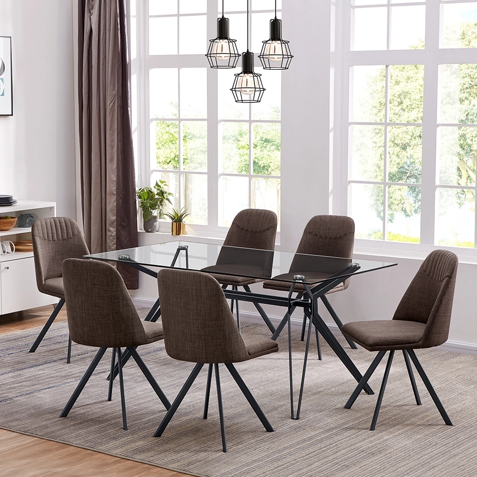 Modern Simple Dining Table Clear Glass&Metal Leg Kitchen OEM Engineer Living Packing Room Furniture DINING TAB- Medyls Modern Simple Dining Table Clear Glass&Metal Leg Kitchen OEM Engineer Living Packing Room Furniture DINING TAB- Medyls