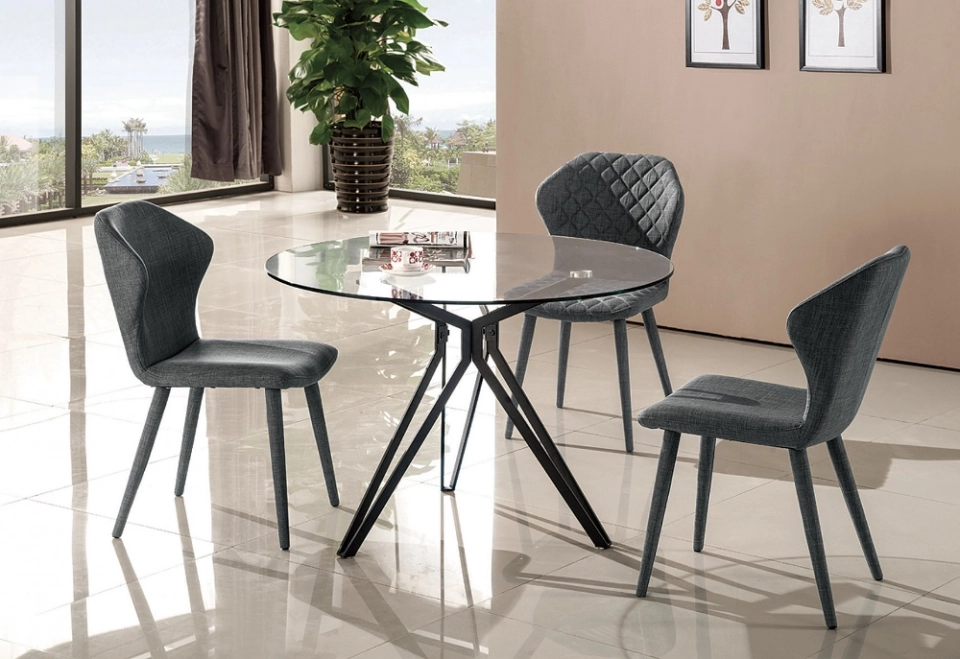 Modern Simple Dining Table Clear Glass&Metal Leg Kitchen OEM Engineer Living Packing Room Furniture DINING TAB- Medyls (2)