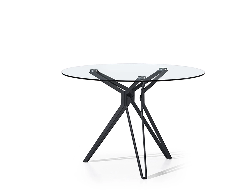 Modern Simple Dining Table Clear Glass&Metal Leg Kitchen OEM Engineer Living Packing Room Furniture DINING TAB- Medyls (6)