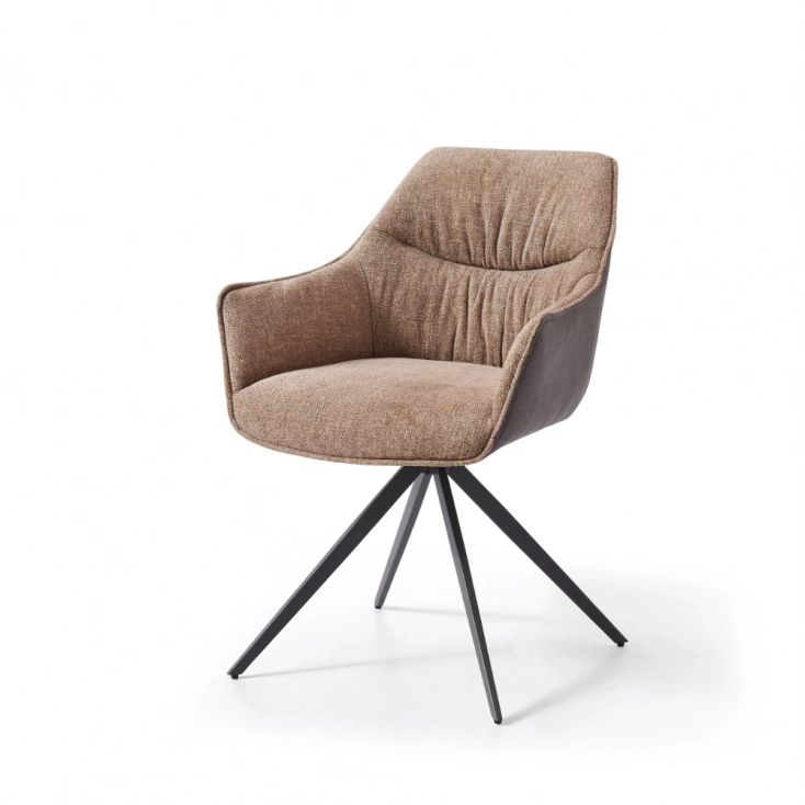 Multi-functional four-corner design dininer chair degree Turning Metal Frame With PU Armchair - Medyls
