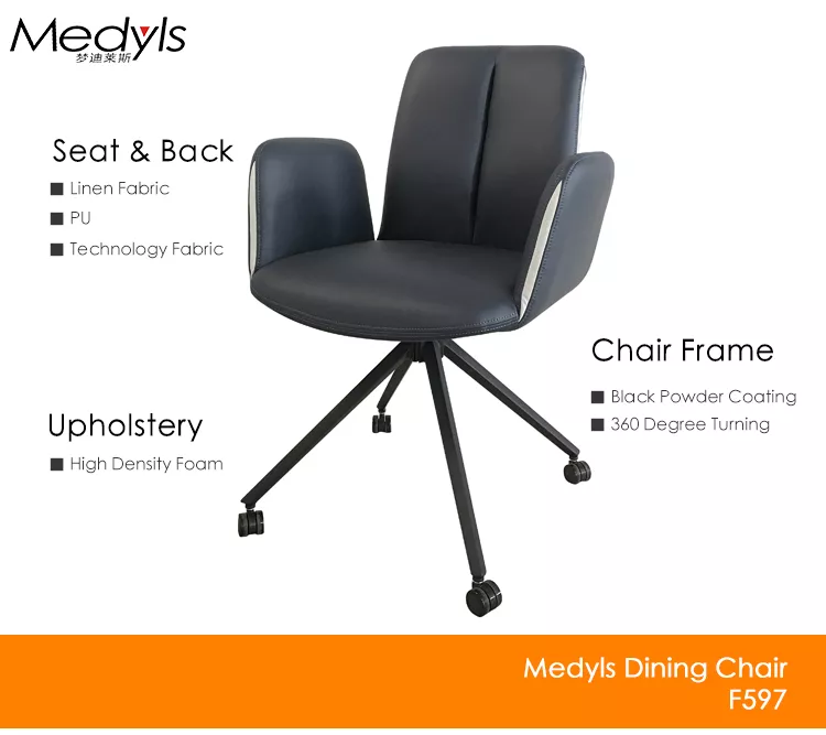Modern New Design Armchair For Office Yellow PU&Sandy Black Powder Coating With 360 Swivel Chair Factory Outlet Hot Sales
