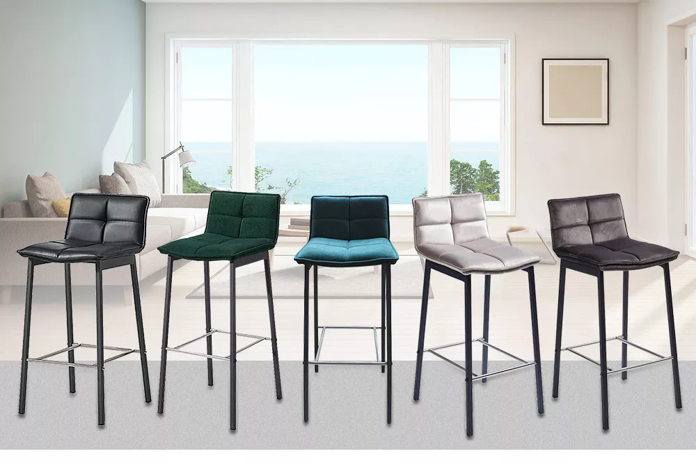 Modern High Quality PU Velvet Fabric&Metal Frame Upholstered Bar Furniture OEM/ODM