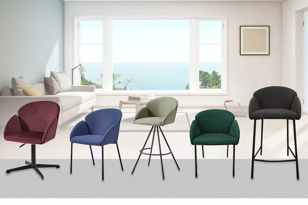 Fabric/sandy Black Powder Coating Bar Furniture Dining Chair Furniture Metal Modern Factory New Home Design Hot Sale Green
