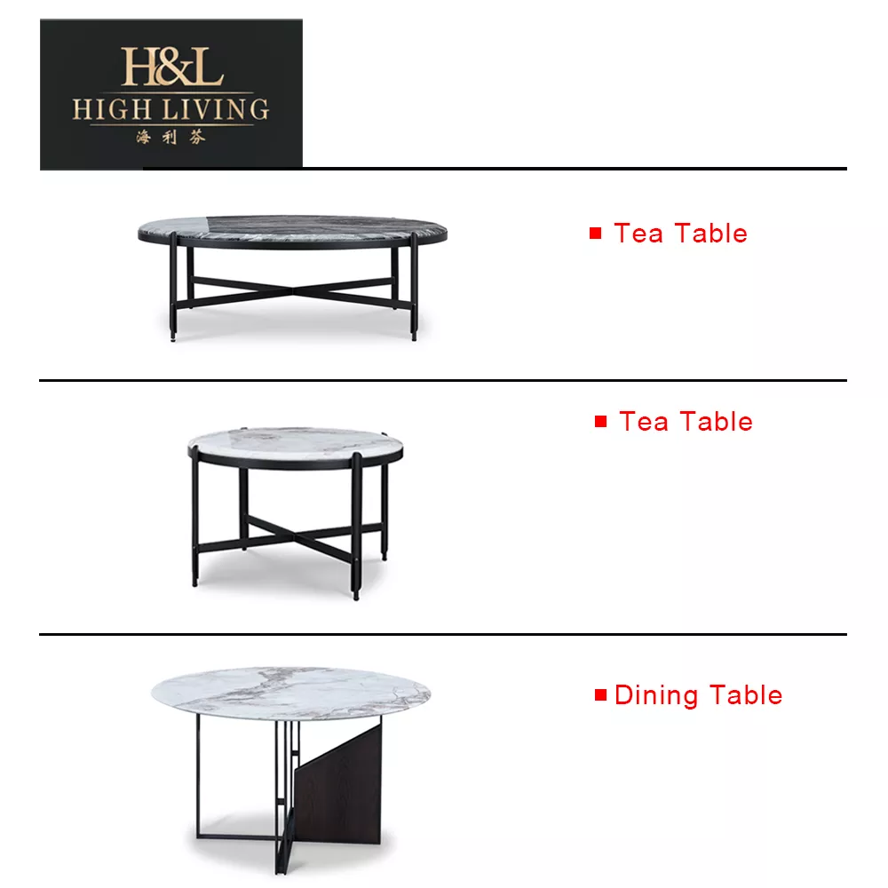 Modern Marbling Square Tea Table Sofa Side Simple Wrought Steel Coffee Table European Style