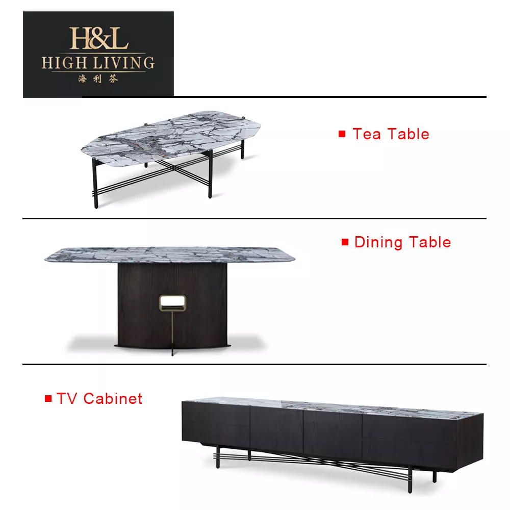 Modern Marbling Square Tea Table Sofa Side Simple Wrought Steel Coffee Table European Style