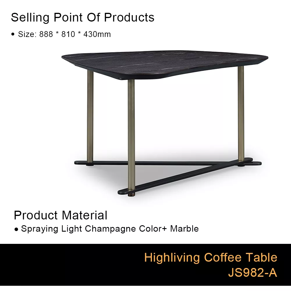 Modern Marbling Square Tea Table Sofa Side Simple Wrought Steel Coffee Table European Style