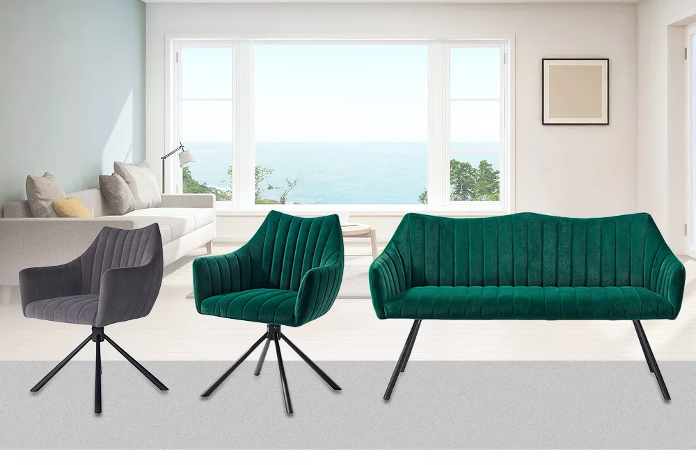 Modern Green Velvet Seat &sany Black Frame Dining Chair Living Room Bedroom Furniture Home Furniture Metal Fashion