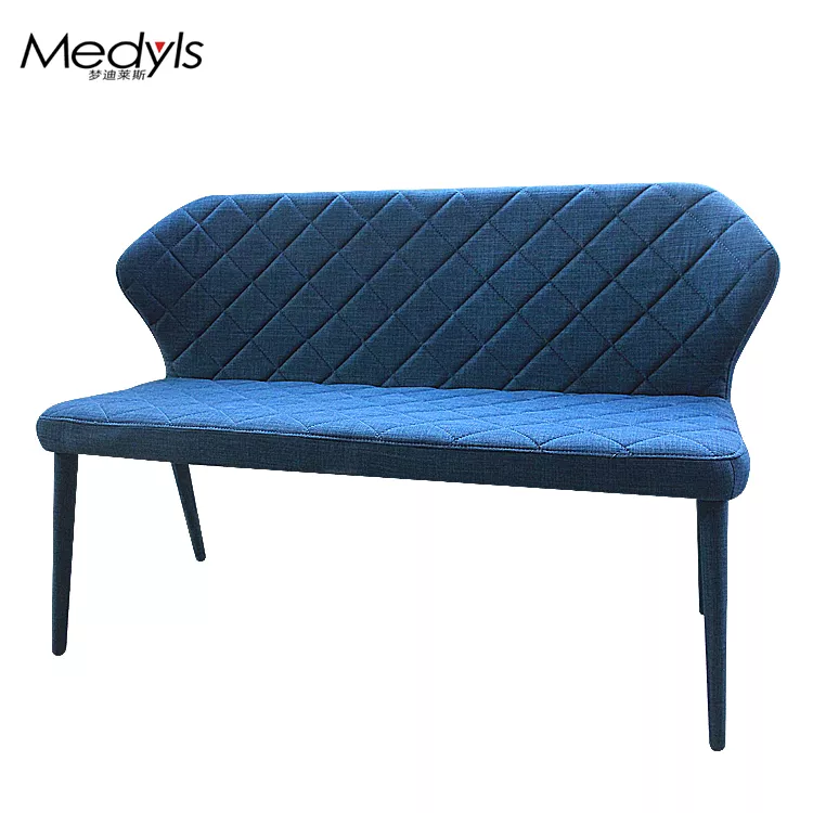 Best Medyls - Unique Design Hot Sale Dining Bench Blue Linen Fabric Covered Metal Frame For Bedroom Living room Lobby Bench DINING BENCH Company - Medyls