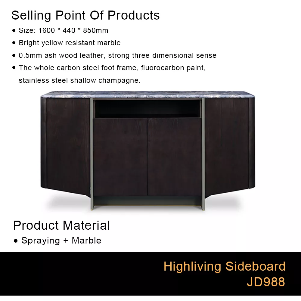 Italian Modern Sideboard Luxury Side Cabinet Soild Wood Double Swing Door Console Cabinet