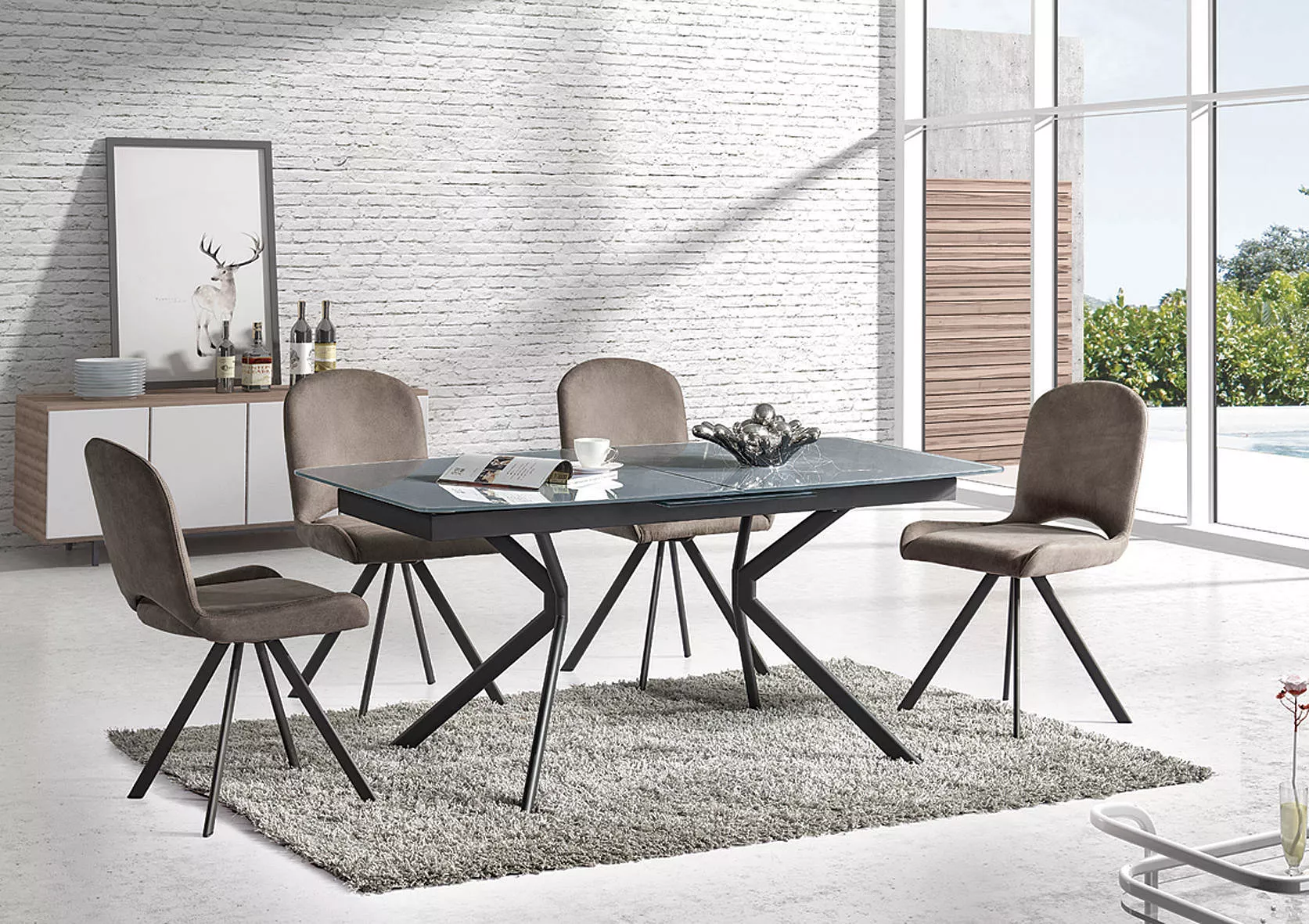 Kitchen Home Furniture Dining Room Table Set Modern 6 Seater Luxury Dining Table Sets Chairs Good Chair Velvet PU Fabric Metal