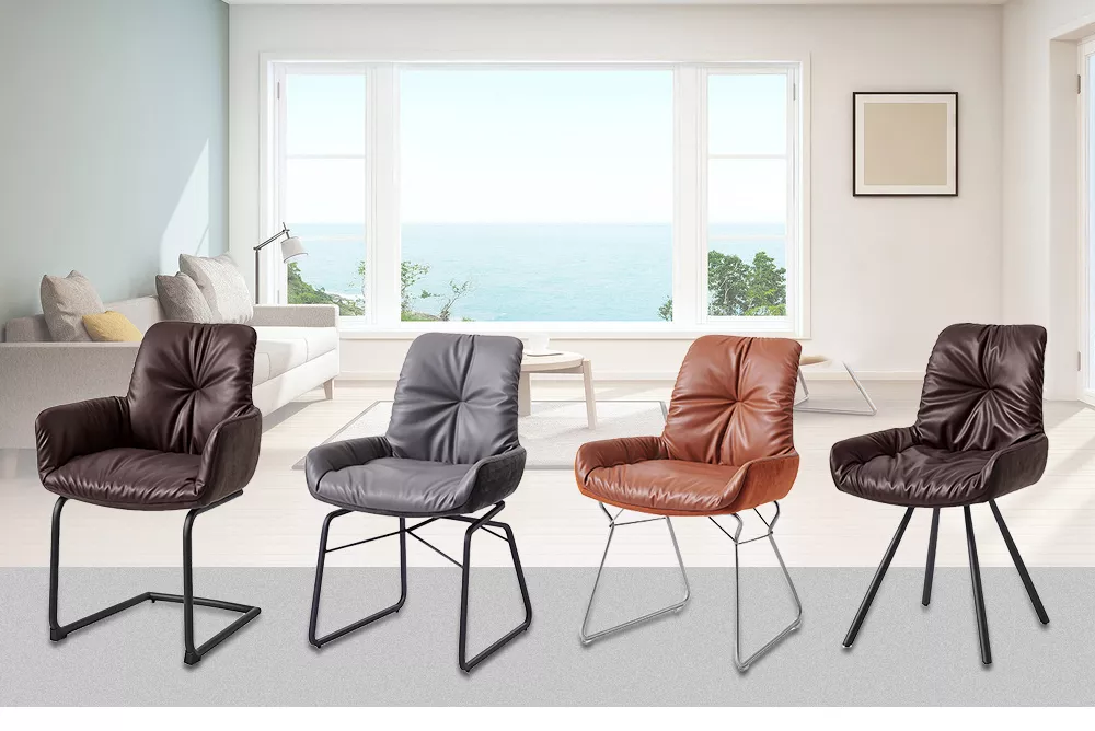 PU and Velvet Splicing&metal Chair Grey for Dining Home Dining Room Furniture Metal Modern Good Price Furniture Factory Outlet