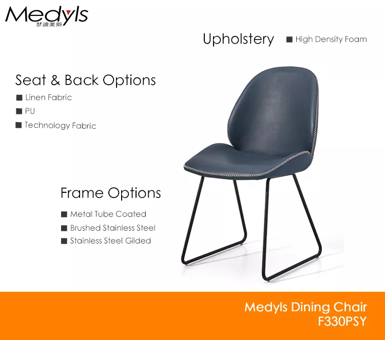 For Restaurant Dining Room Chairs Hotel Furniture Embroider Metal PU Japanese Market Hot Sale Blue Home Furniture Modern