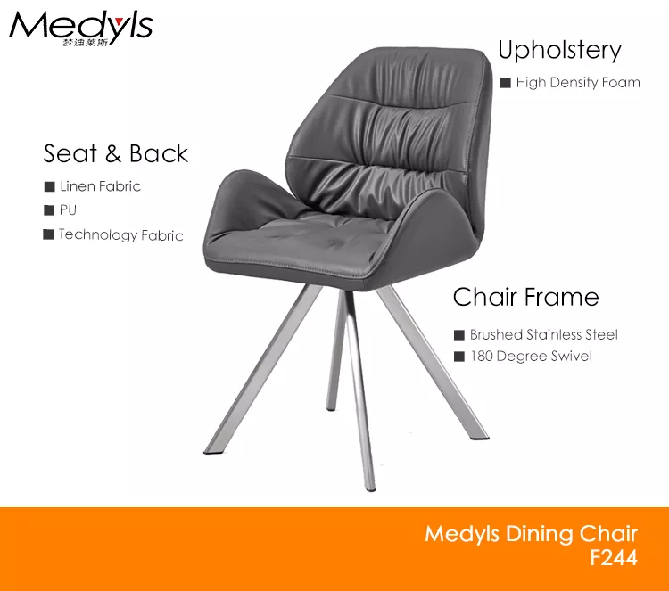 PU Leather Upholstered Dining Room Furniture Dining Chair 180 Swivel Chair with Armrset Restaurant Home Furniture Modern