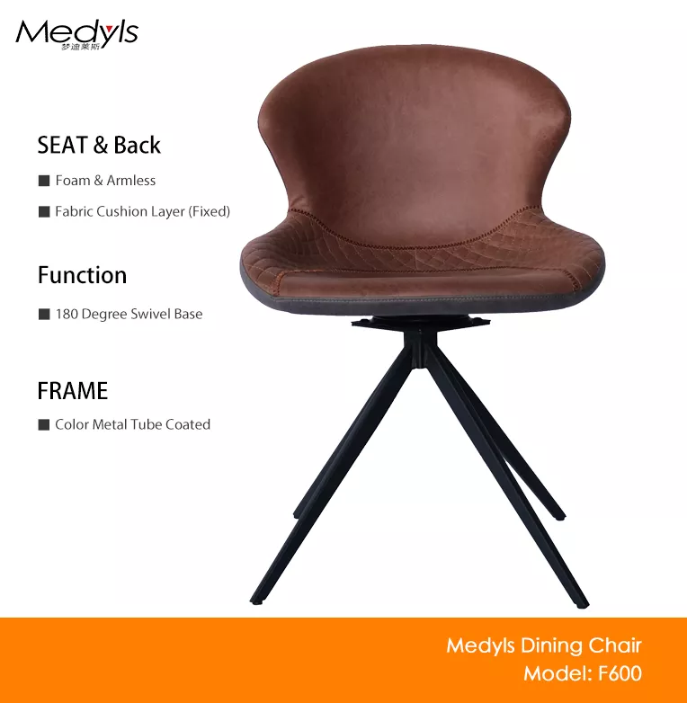 Modern New Design 180 Degree Self-Reture Swivel &Brown Fabric Dining Chair For Conference Room