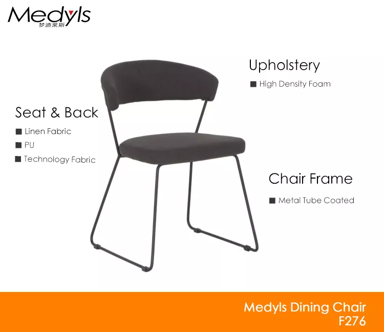 Modern Promotion Grey Fabric&Sandy Black Powder Coating Dining Chair Factory Outlet Hot Sale