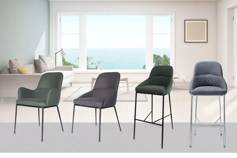 Modern New Design Armchair For Restaurant Green Fabric&Sandy Black Powder Coating Factory Outlet Hot Sales
