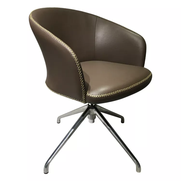 ODM/OEM Modern New Design Armchair For Restaurant Brown PU&Aluminum Alloy 360 Degree Leg Factory Outlet Hot Sales